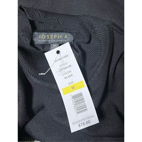 Joseph A. Black Long Sleeve Turtleneck Sweater Juliette Perforated Sleeves Medi - Picture 5 of 5